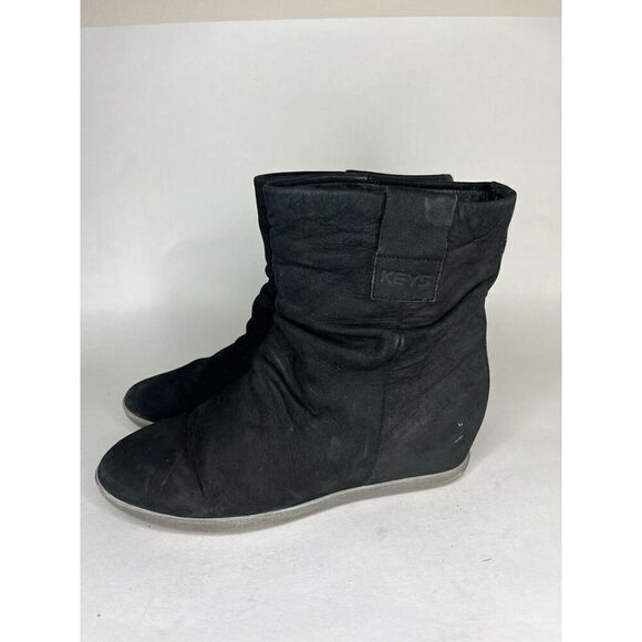 Keys Ankle Boots Wedge Heel Women Size 38 US 7 Black Suede - Picture 8 of 14